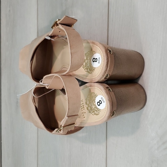 NEW Vince Camuto Women Jenevya Leather Block High Heels Suede Sandals shoes sz 8 - Picture 9 of 13